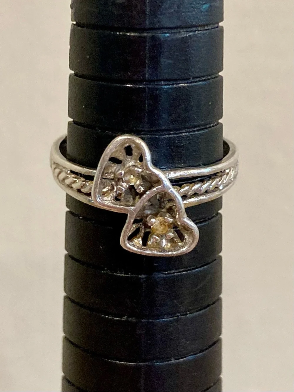 Vintage Sterling Silver Hearts Ring Size 7 Missing Stone! Uncas - Picture 11 of 15